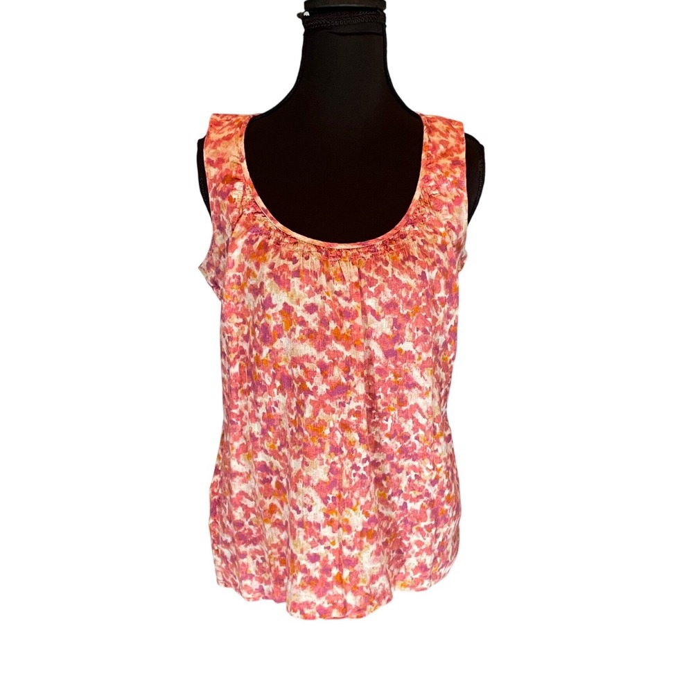 Eddie Bauer Pink Orange Abstract 100% Cotton Gauze Tank Top S Boho 
Lightweight
